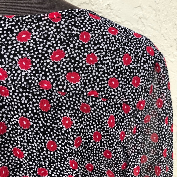 Floral tunic top size XXL red black white NWT 3/4 sleeve - Picture 4 of 13